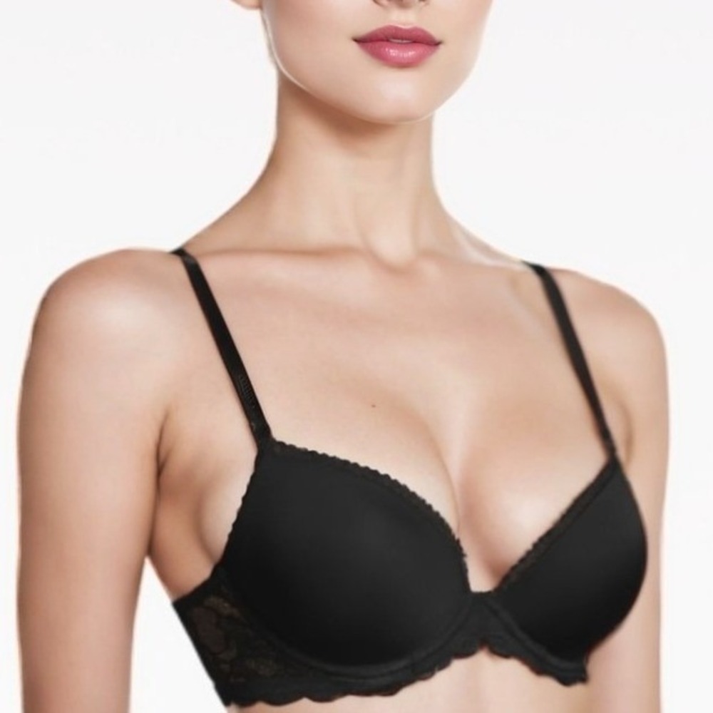 Calvin Klein Women‎ Lace Trim Underwire T-Shirt Bra 30DD Black Lingerie Soft NWT